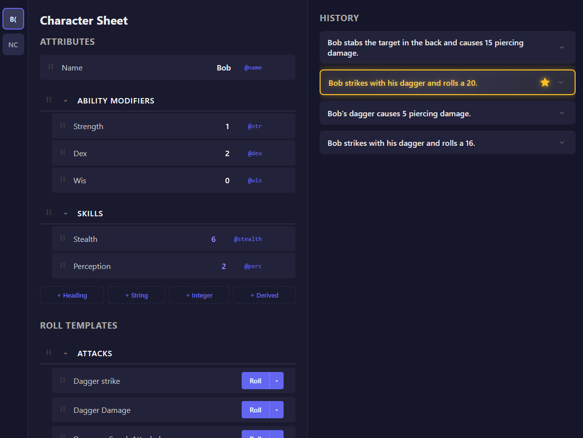 Roll Sheet Screenshot